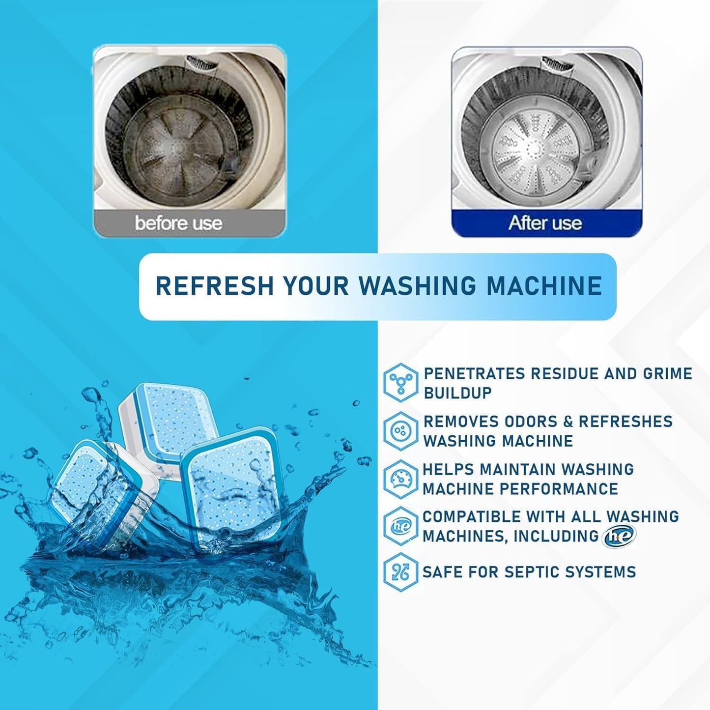 cosynee Washing Machine Cleaner Descaler (Pack of 24)