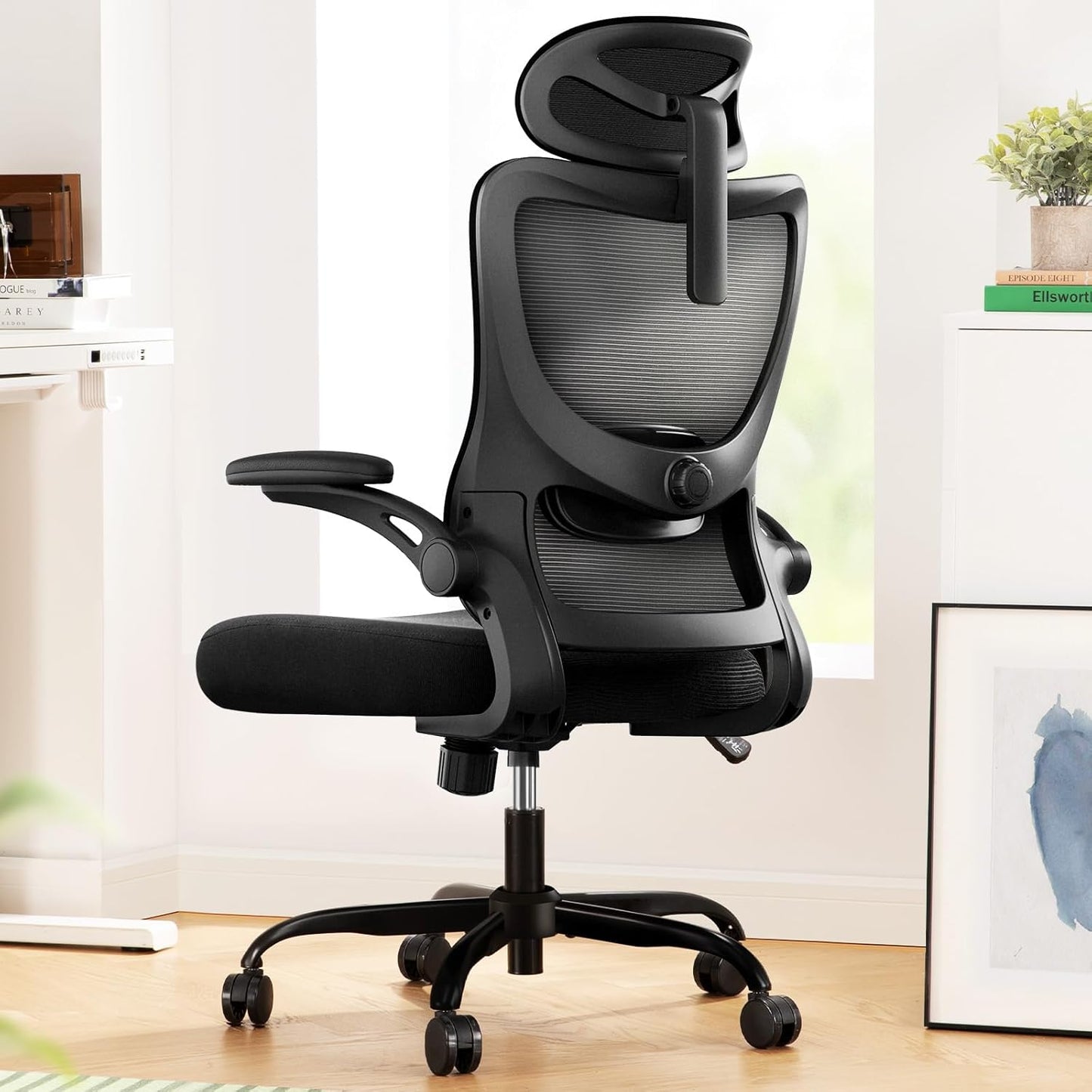 Marsail Ergonomic Office Chair: Office Computer Desk Chair with High Back Mesh and Adjustable Lumbar Support Rolling Work Swivel Task Chairs with Wheel 3D Armrests and Headrest