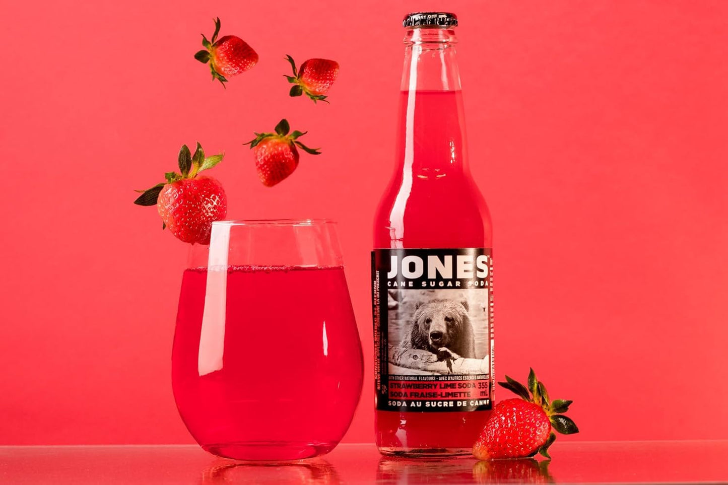 Jones Soda Co. Strawberry Lime Soda Flavor | 100% Cane Sugar Soda | Craft Soda Pop | Soda Soft Drinks | 12 Oz Glass Bottle Soda | 12 Pack Soda