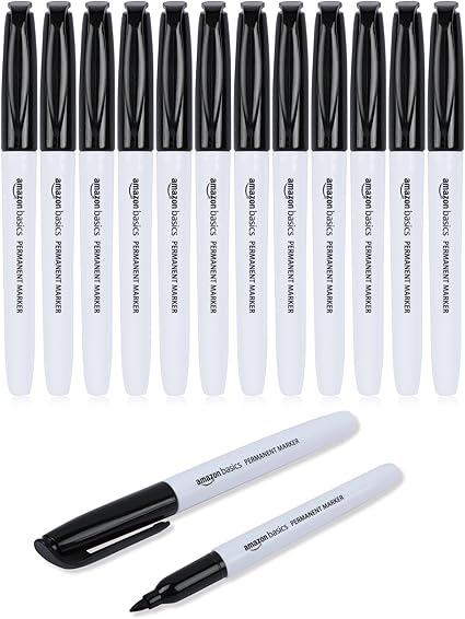 Fine Point Tip Permanent Markers, Black, 12-Pack