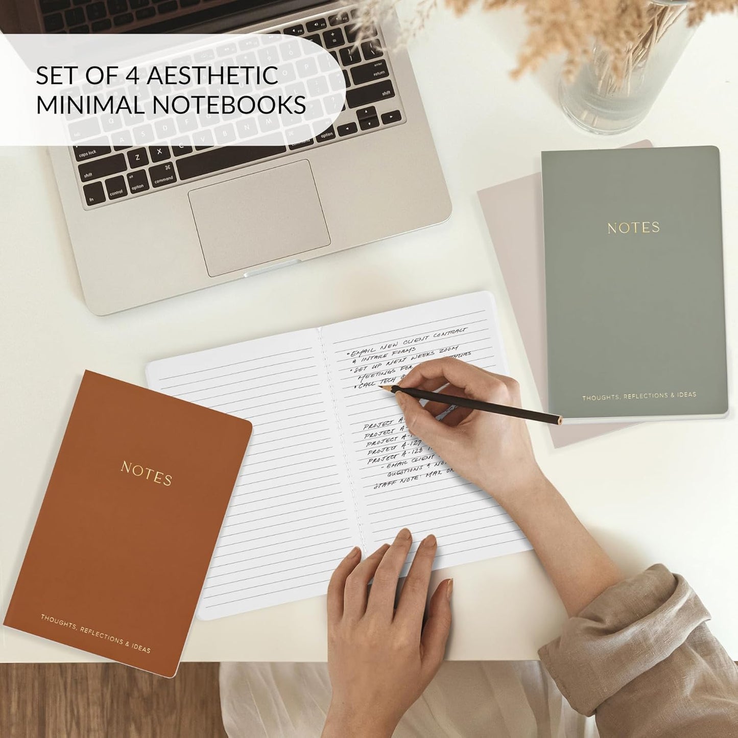 ZICOTO Aesthetic Journal Notebook Set of 4 For Women - Cute College Ruled A5 Journaling Notebooks with Lined Pages - Perfect For Writing And Staying Organized at Work or School