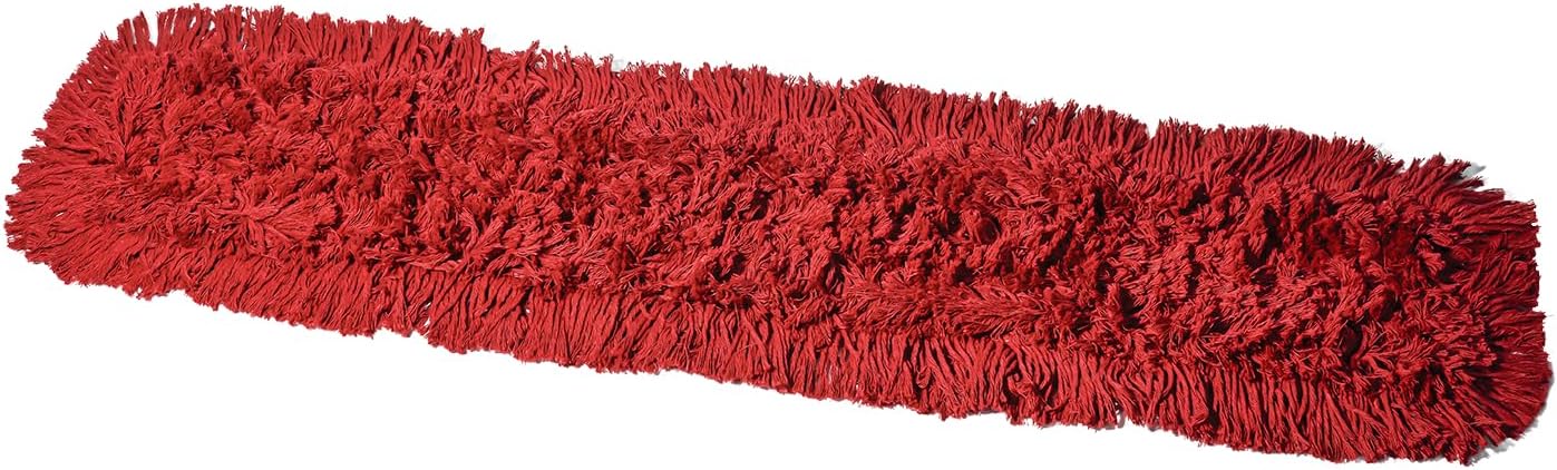 Commercial Dust Mop Replacement Head – 36 x 5 in. Cotton Nylon Reusable Mop Head – Industrial Dust Mop Refill for Floor Cleaning & Janitorial Supplies, Red