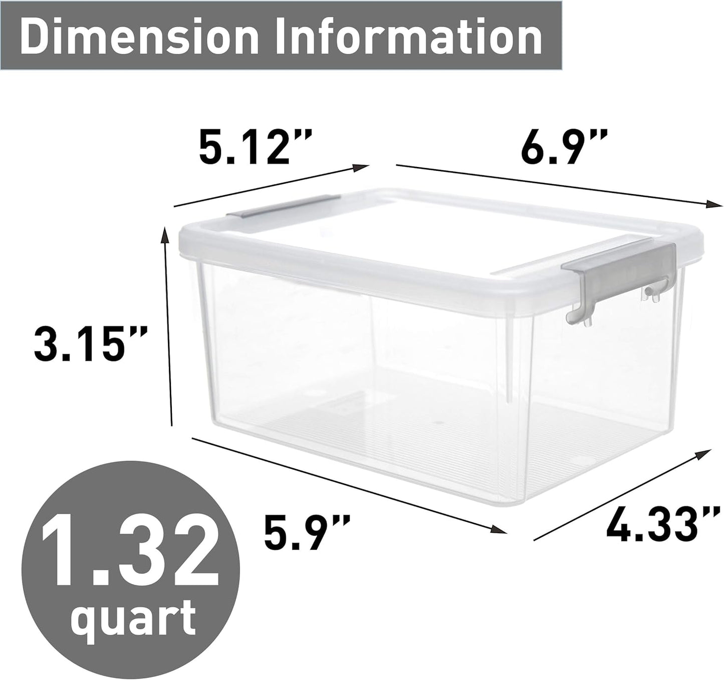 Citylife 1.3 QT 10 Pack Small Storage Bins Plastic Storage Container Stackable Box with Lids for Organizing, Clear White