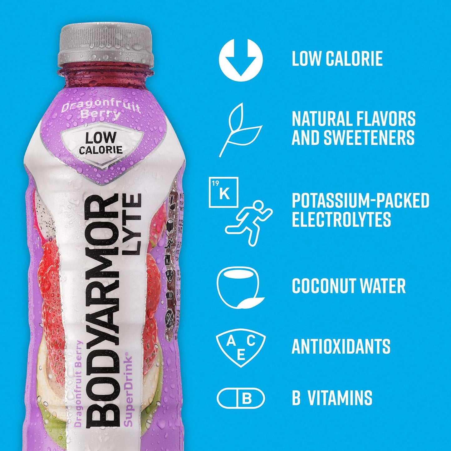 Drink Low-Calorie Sports Beverage, Dragonfruit Berry, Coconut Water Hydration, Natural Flavors With Vitamins, Potassium-Packed Electrolytes, Perfect For Athletes, 16 Fl Oz (Pack of 12)