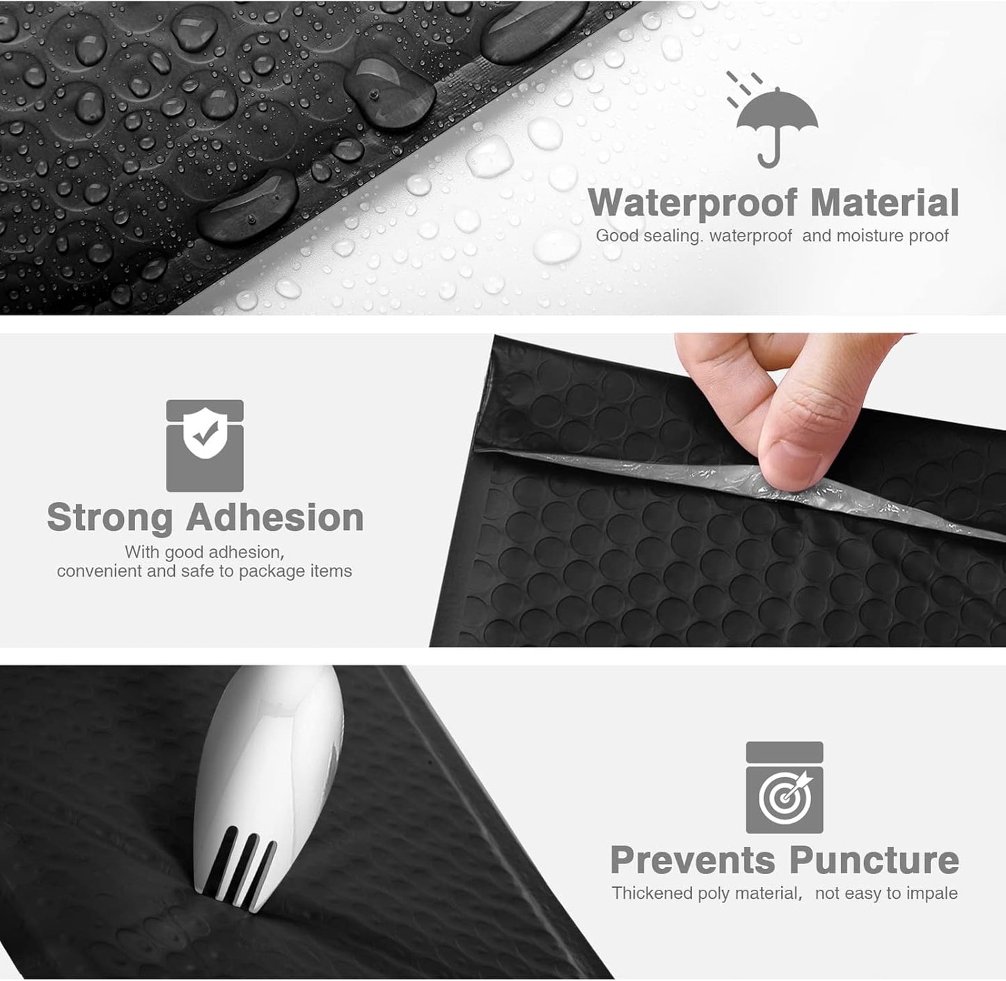 Metronic Black Bubble Mailers 6x10" 100 Pack Usable Size 6x9" Opaque Padded Envelopes Waterproof Bubble Envelopes Cushioning Mailer for Small Business Mailing Makeup Jewelry Gifts