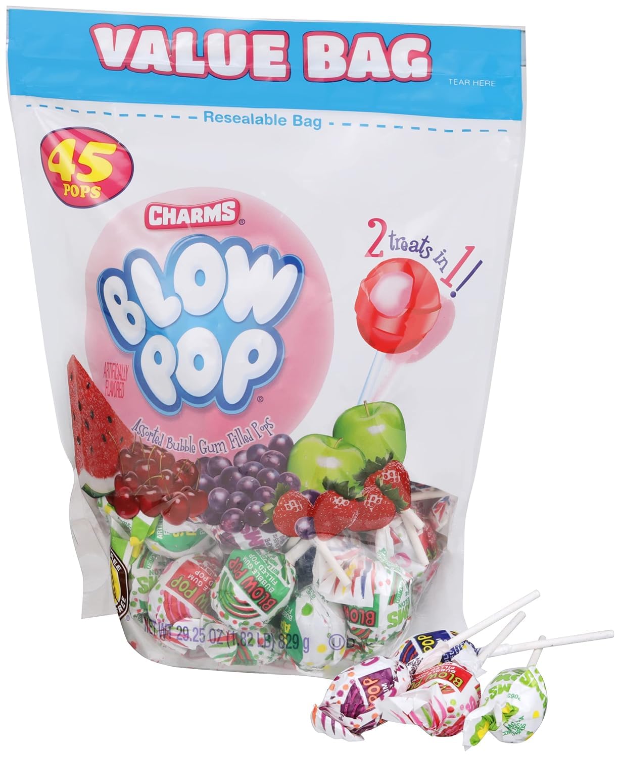 Charms Blow Pops, Assorted Flavors, 45 Count - 29.25 Ounce Bag (Packaging may vary)