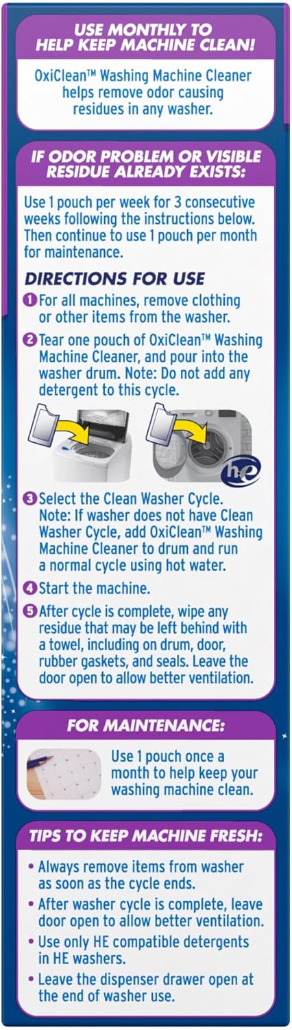 OxiClean Washing Machine Cleaner with Odor Blasters, 4 Count