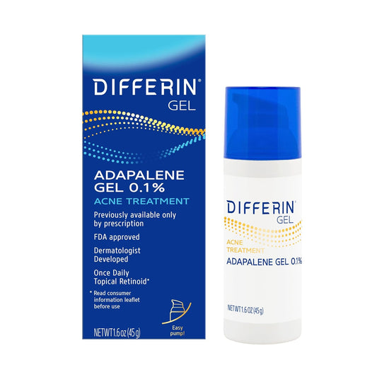 Differin Acne Treatment Gel, 90 Day Supply, Retinoid Treatment for Face with 0.1% Adapalene, Gentle Skin Care for Acne Prone Sensitive Skin, 45g Pump