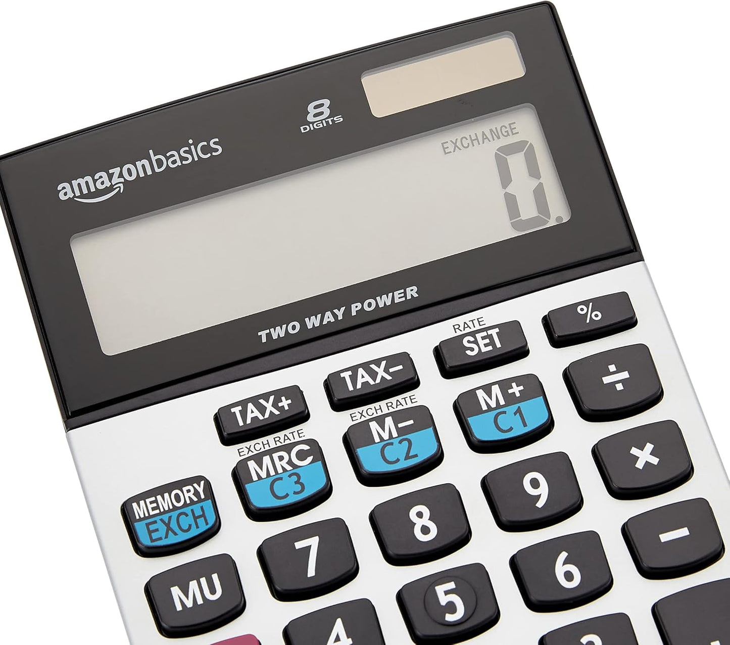 Amazon Basics LCD 8-Digit Desktop Calculator, 5-Pack, Silver