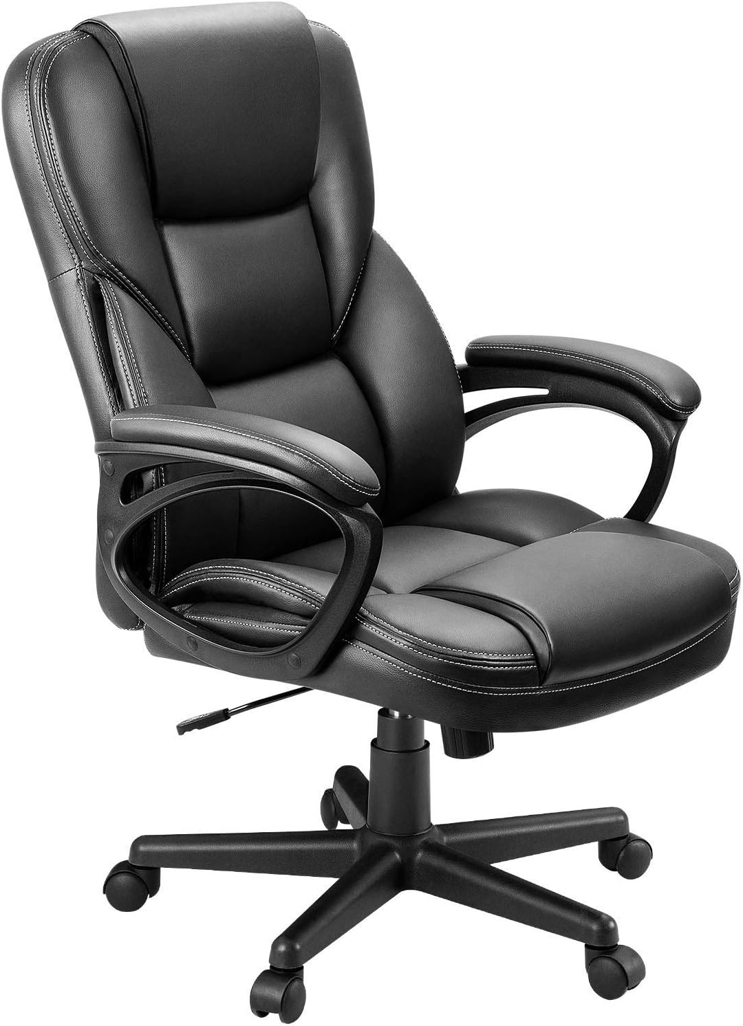 Furmax Office Executive Chair High Back Adjustable Managerial Home Desk Chair, Swivel Computer PU Leather Chair with Lumbar Support (Black)