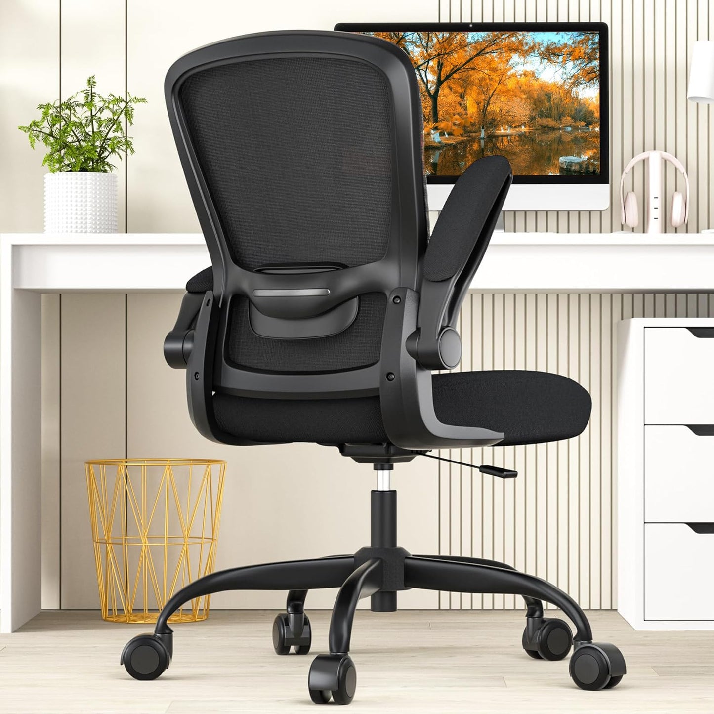 Office Chair, Ergonomic Desk Chair with Adjustable Lumbar Support, High Back Mesh Computer Chair with Flip-up Armrests-BIFMA Passed Task Chairs, Executive Chair for Home Office