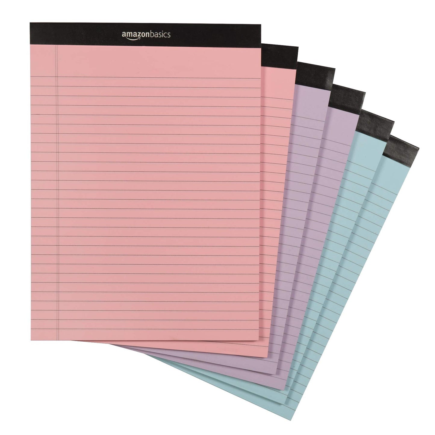 Amazon Basics Narrow Ruled 5 x 8-Inch Lined Writing Note Pads, 6 Count (50 Sheet Pads), Multicolor