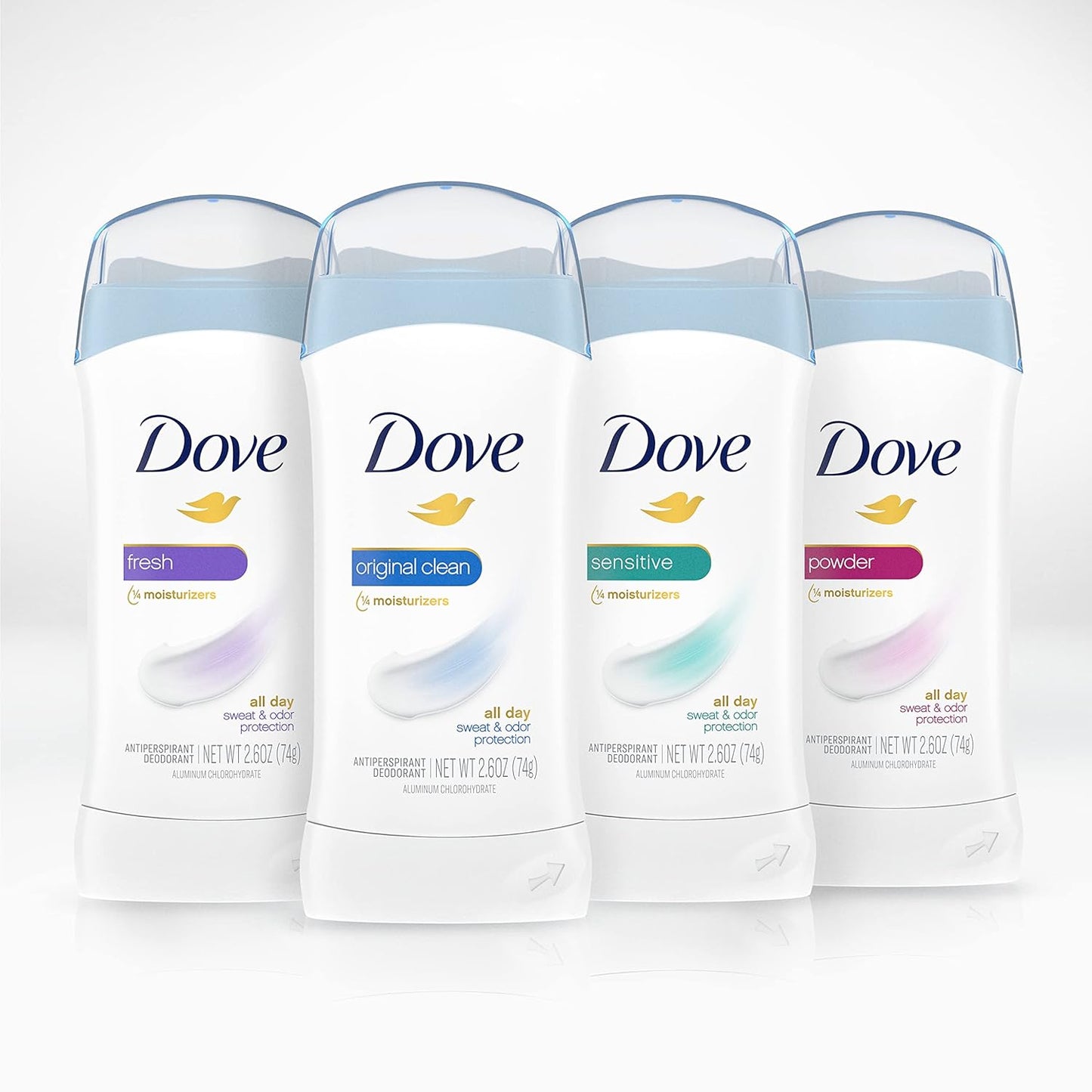 Dove Invisible Solid Antiperspirant Deodorant Stick for Women, Original Clean, For All Day Underarm Sweat and Odor Protection 2.6 oz 2 Count