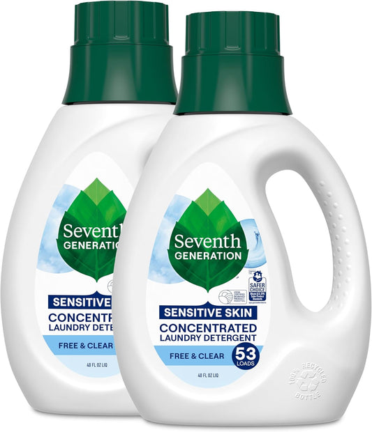 Seventh Generation Concentrated Laundry Detergent Liquid Free & Clear Fragrance Free 40 Fl Oz (Pack of 2)