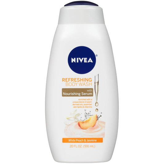 NIVEA White Peach and Jasmine Body Wash with Nourishing Serum, 20 Fl Oz