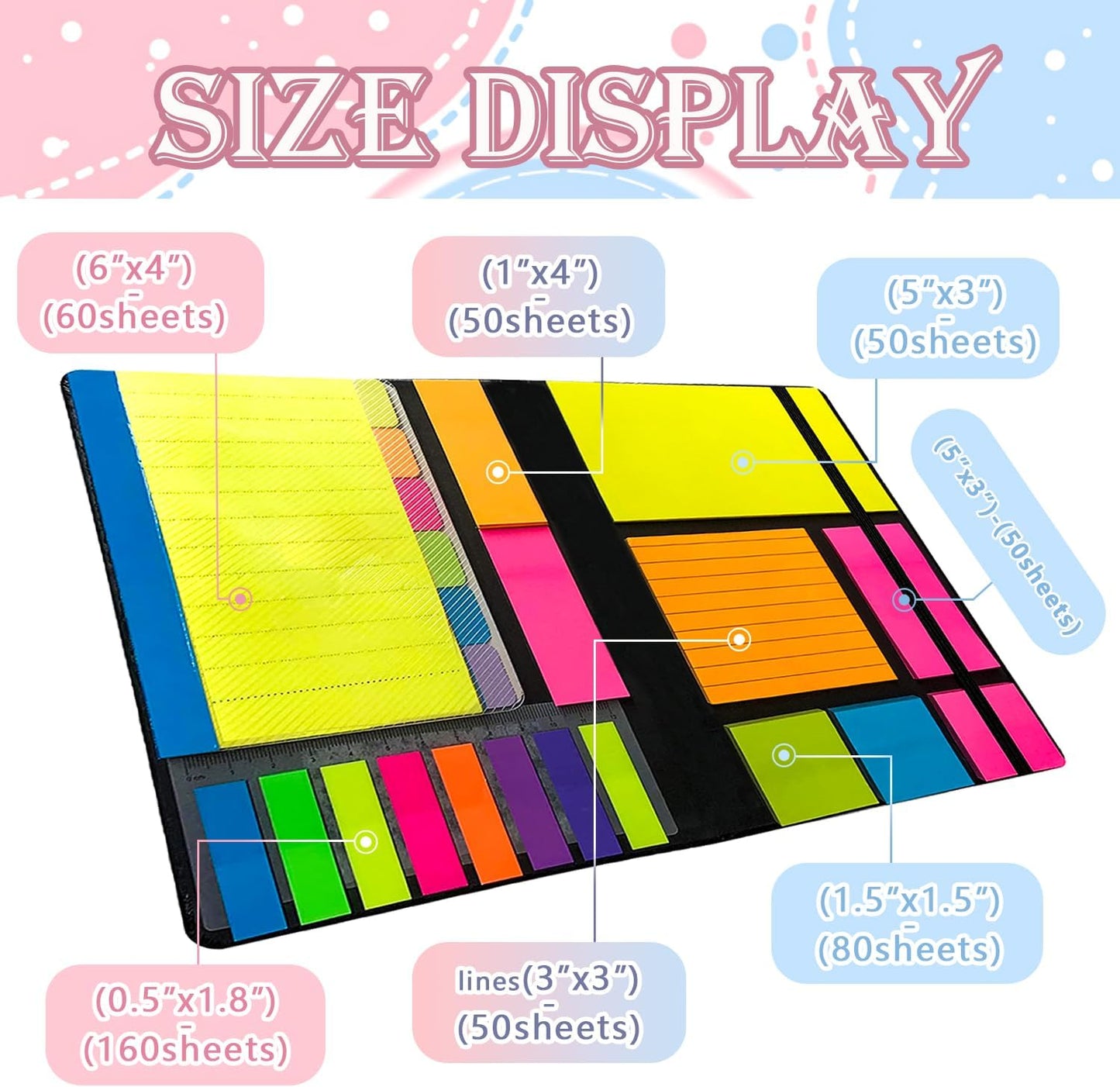 Sticky Notes Set, Sticky Notes Tabs, 710 Pack, Divider Sticky Notes, School Supplies, Office Supplies, Planner Sticky Notes, Sticky Note Dividers Tabs, Book Notes, Back to School Supplies