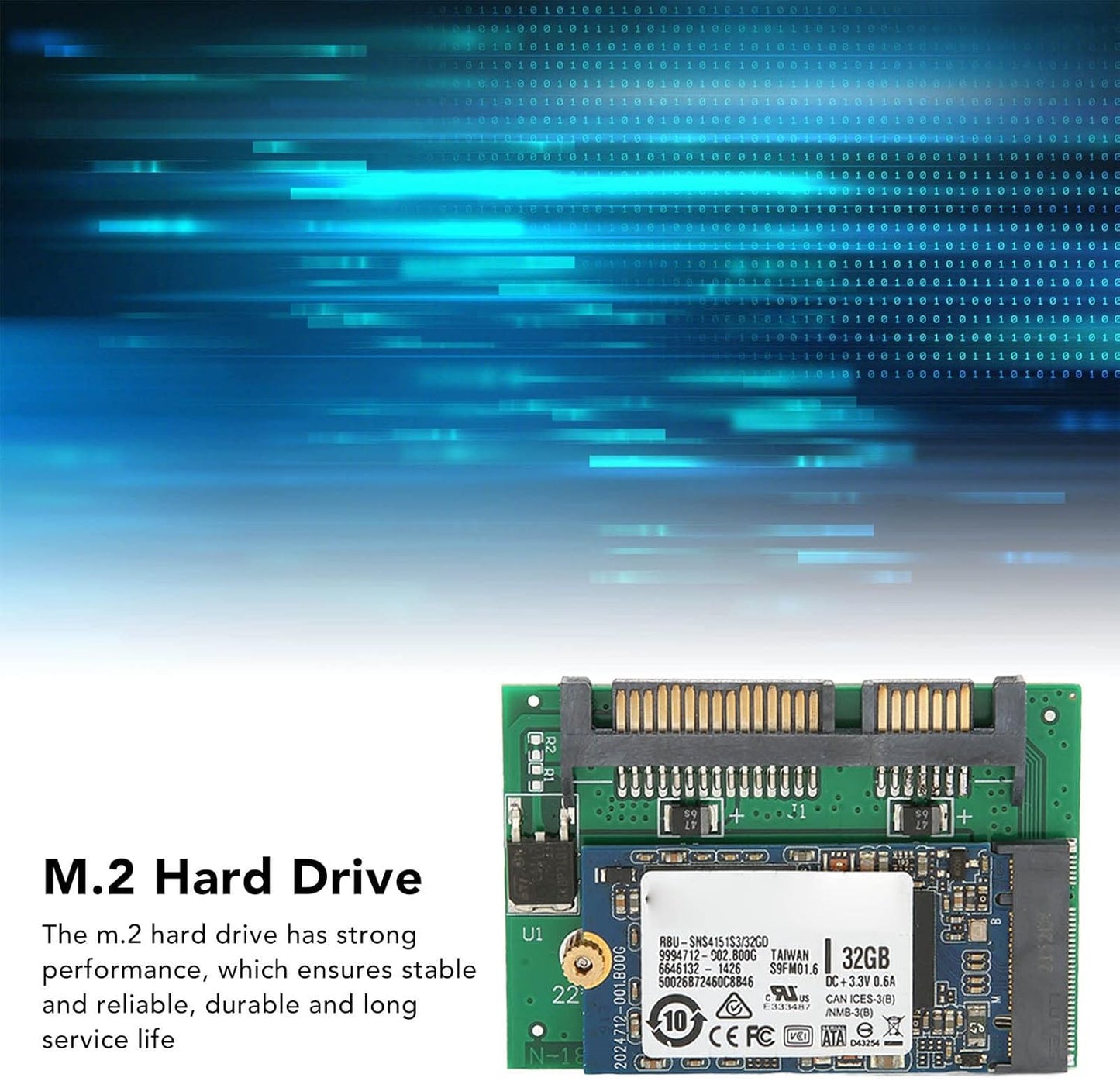 M.2 SSD, Adapter M.2 SSD Large Capacity PCB for Office for Home 32GB