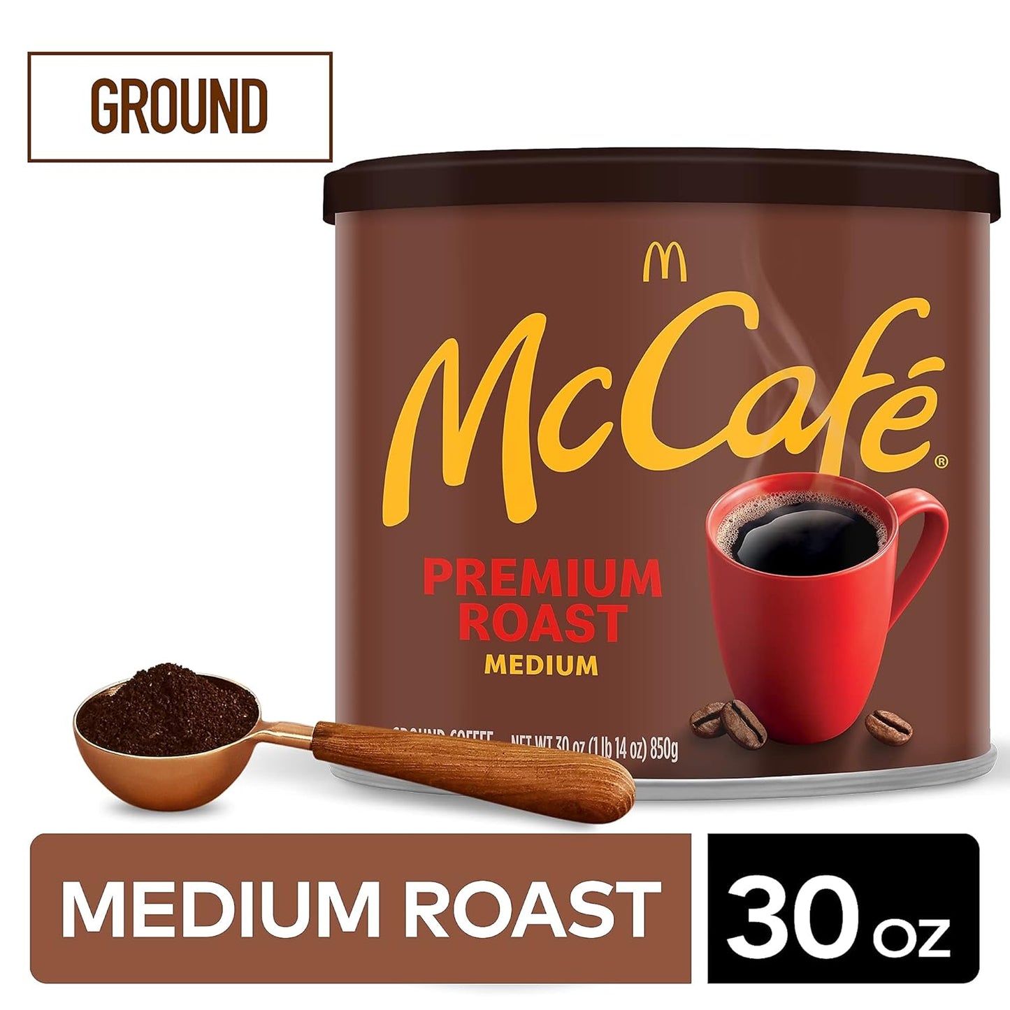 McCafe Premium Roast, Medium Roast Ground Coffee, 30 oz Canister