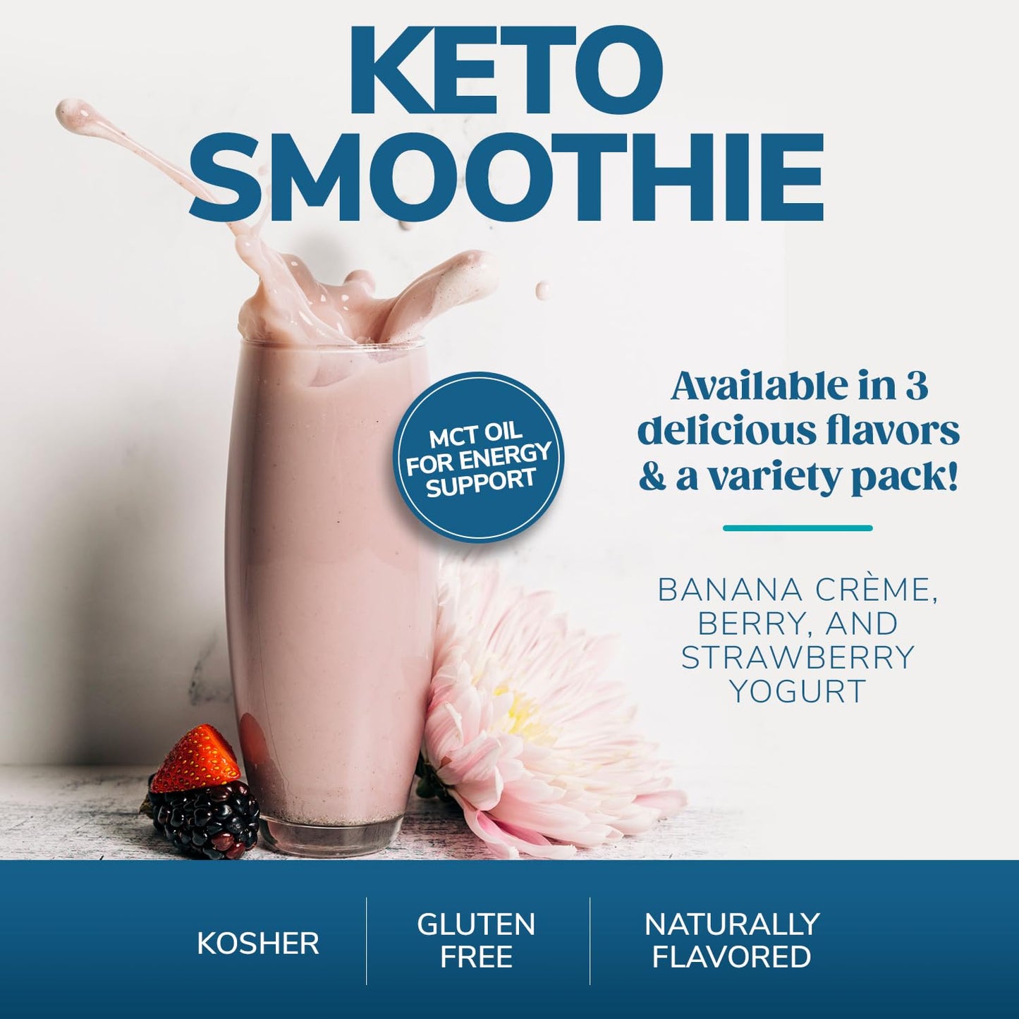 WonderSlim Keto Smoothie with C8 MCT Oil, Variety Pack, Low Carb, No Sugar, Gluten Free (7ct)