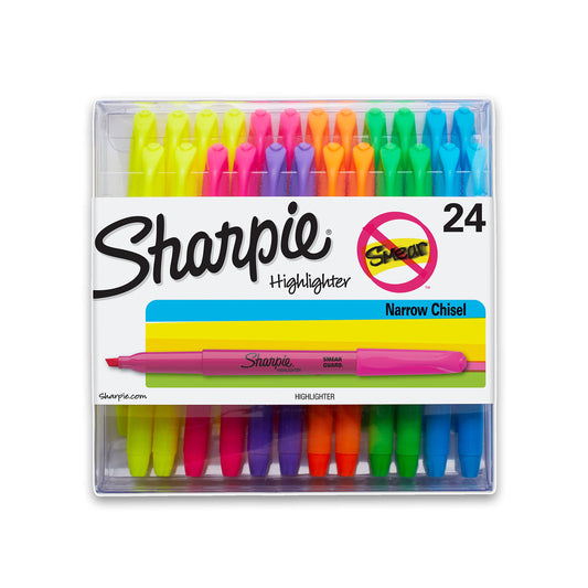 Sharpie Pocket Highlighters, Chisel Tip Highlighter Marker Set, Office Supplies And Classroom Supplies, Assorted Colors, 24 Count