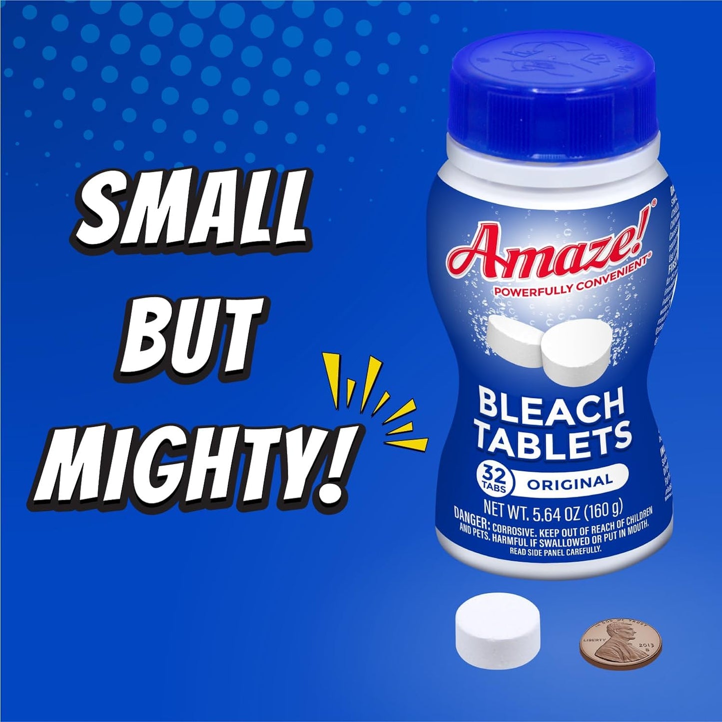 AMAZE Ultra Concentrated Bleach Tablets [32 tablets] - Original Scent - for Laundry, Toilet, and Multipurpose Home Cleaning. No Splash Liquid Bleach Alternative