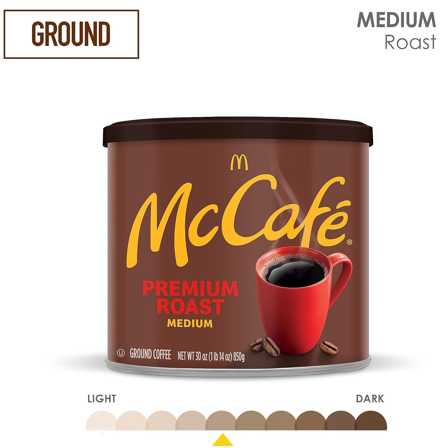 McCafe Premium Roast, Medium Roast Ground Coffee, 30 oz Canister