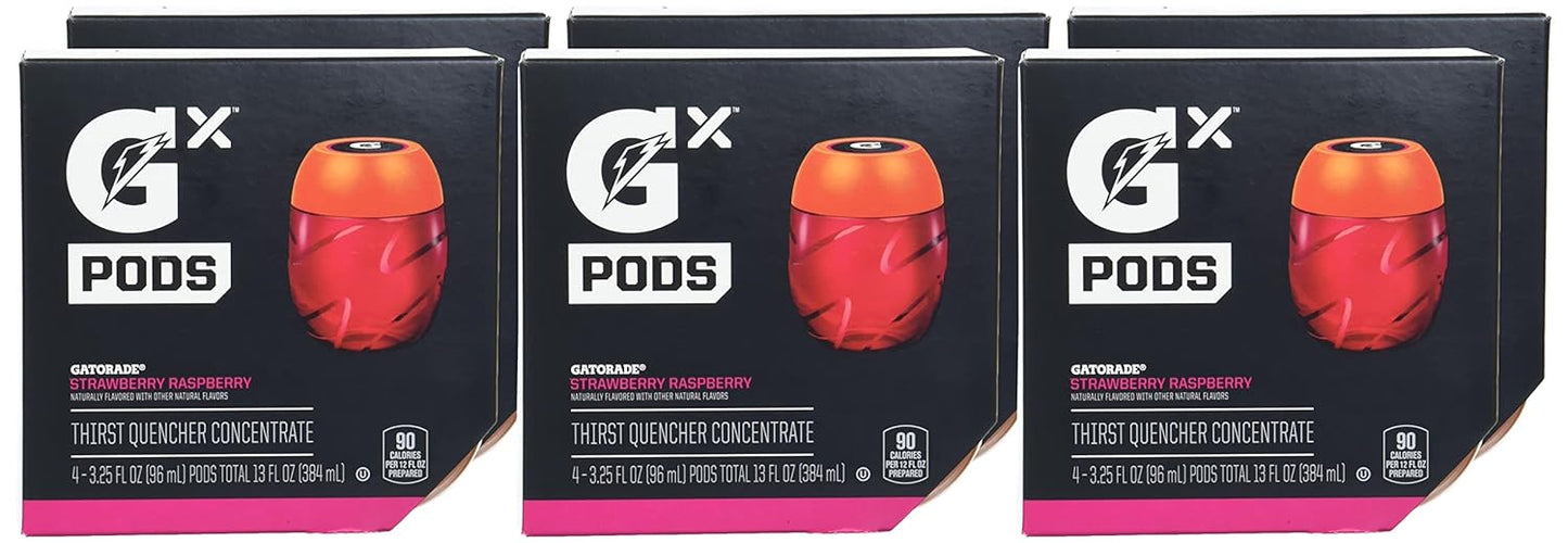 Gatorade unisex adult Gatorade GX Pods, Strawberry Raspberry 4 Count (Pack of 6)