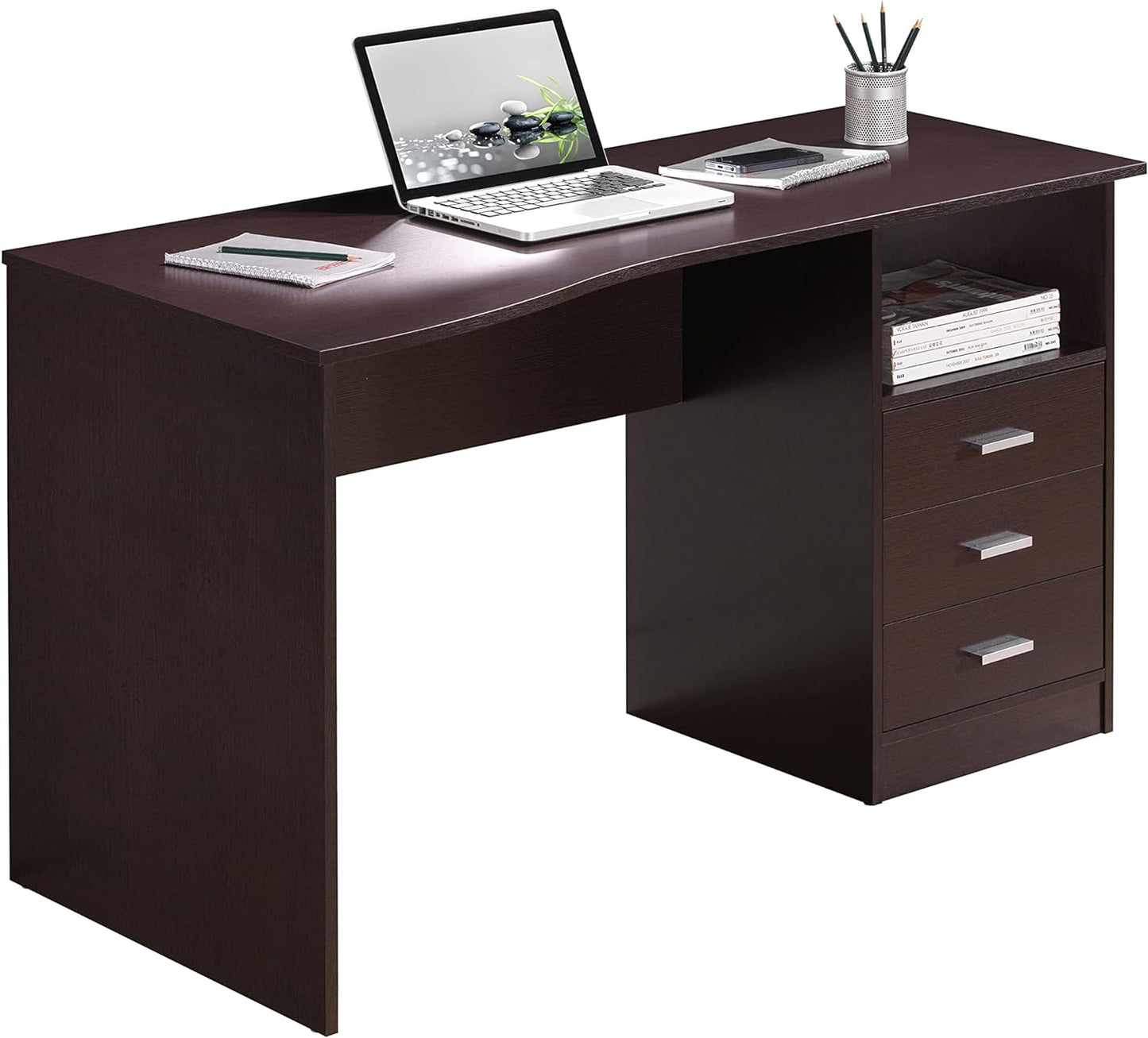 Techni Mobili Classic Computer Desk with Multiple Drawers, 29.5" x 23.6" x 51.2", Wenge