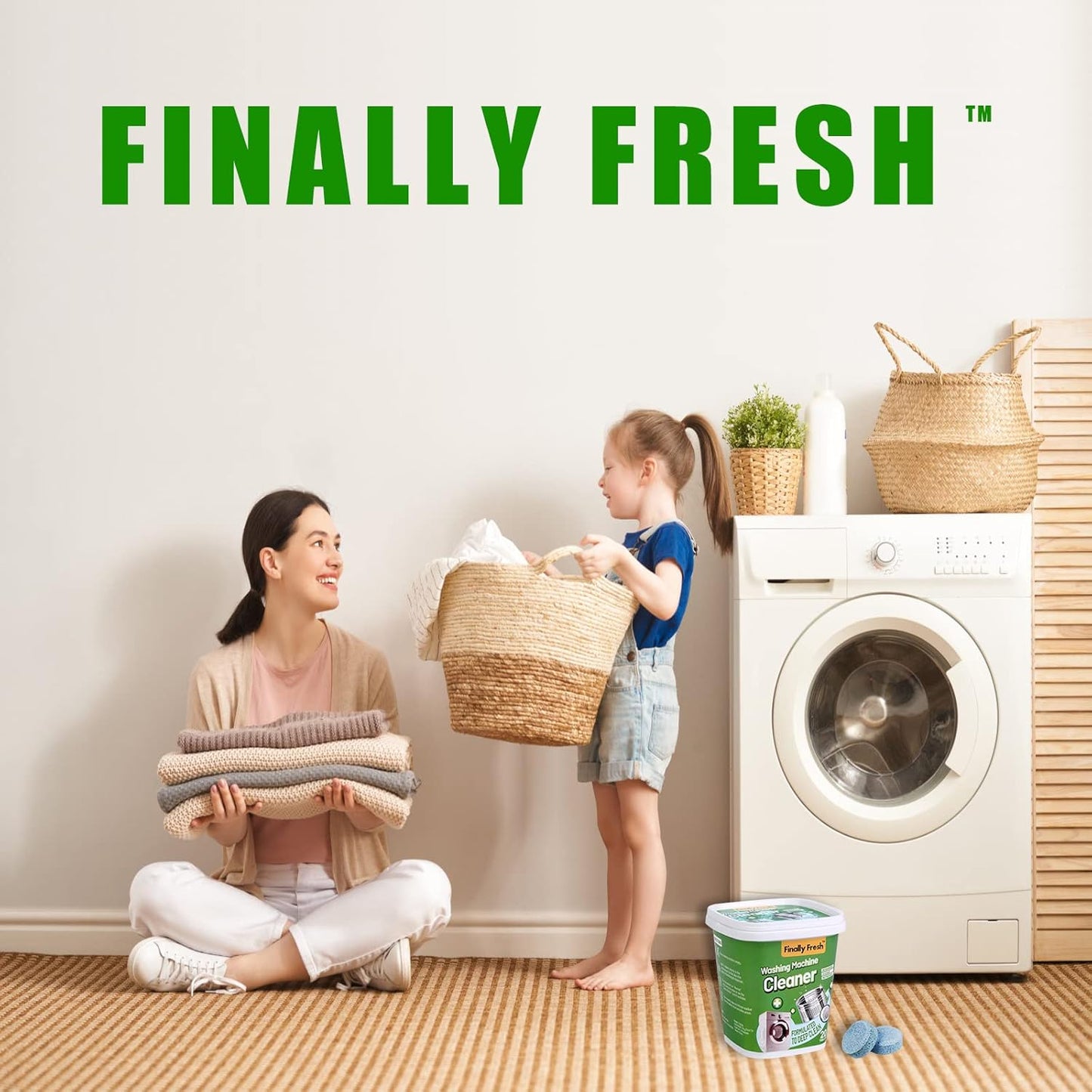 Finally Fresh Washing Machine Cleaner for Front / Top loaders, 20 Packs Washer Cleaner for Sensitive Skin, Suitable for All HE Washing Machines Include