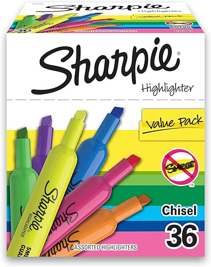 Tank Highlighters, Fluorescent And Pastel Highlighters, Chisel Tip Highlighter Markers Set, Teacher And Office Supplies, School Supplies, Assorted Color, Value Pack, 36 Count