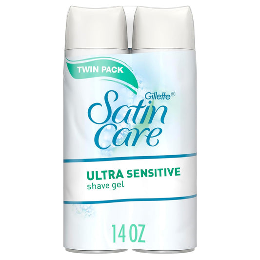 Gillette Satin Care Ultra Sensitive Shave Gel for Women, Pack of 2, 7oz Each, Frangrance Free