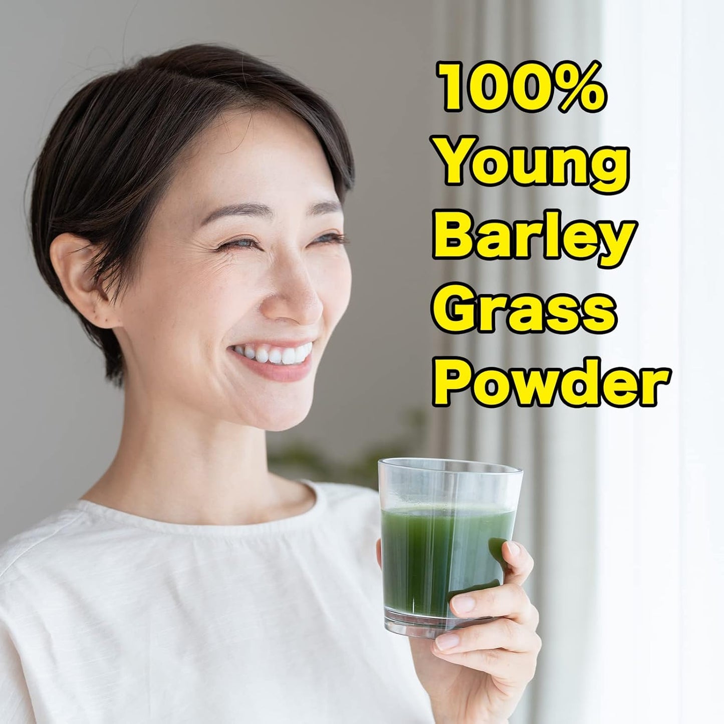 NIHON YAKKEN Kin no Aojiru - Young Barley Green Grass Juice Powder with Rich Dietary Fiber, No Addtives 100% Japanese Grown - Ready-to-Use 0.1 oz. (3g) Individual Packet × 46pcs