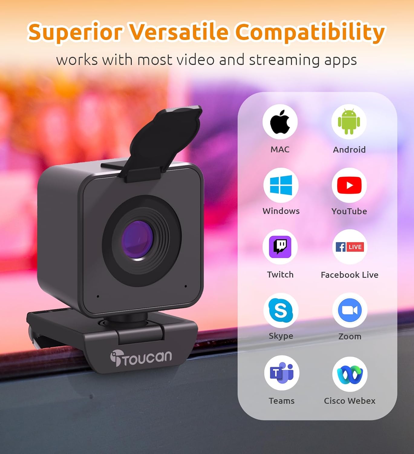 1080P Webcam with Microphone,Clear Stereo Audio, Auto-Light Balance Streaming Webcam, 115°View Computer Camera,Plug and Play USB Webcam for Skype, Zoom, FaceTime, Hangouts, PC/Laptop/Macbook/Tablet