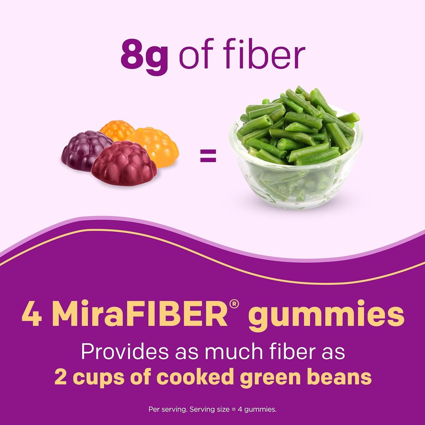 MiraFIBER Gummies | From The Gut Experts at MiraLAX | 8g of Daily Prebiotic Fiber with B Vitamins to Support Digestive Health and Metabolism | Fruit Flavored Fiber Gummies, 72 Count