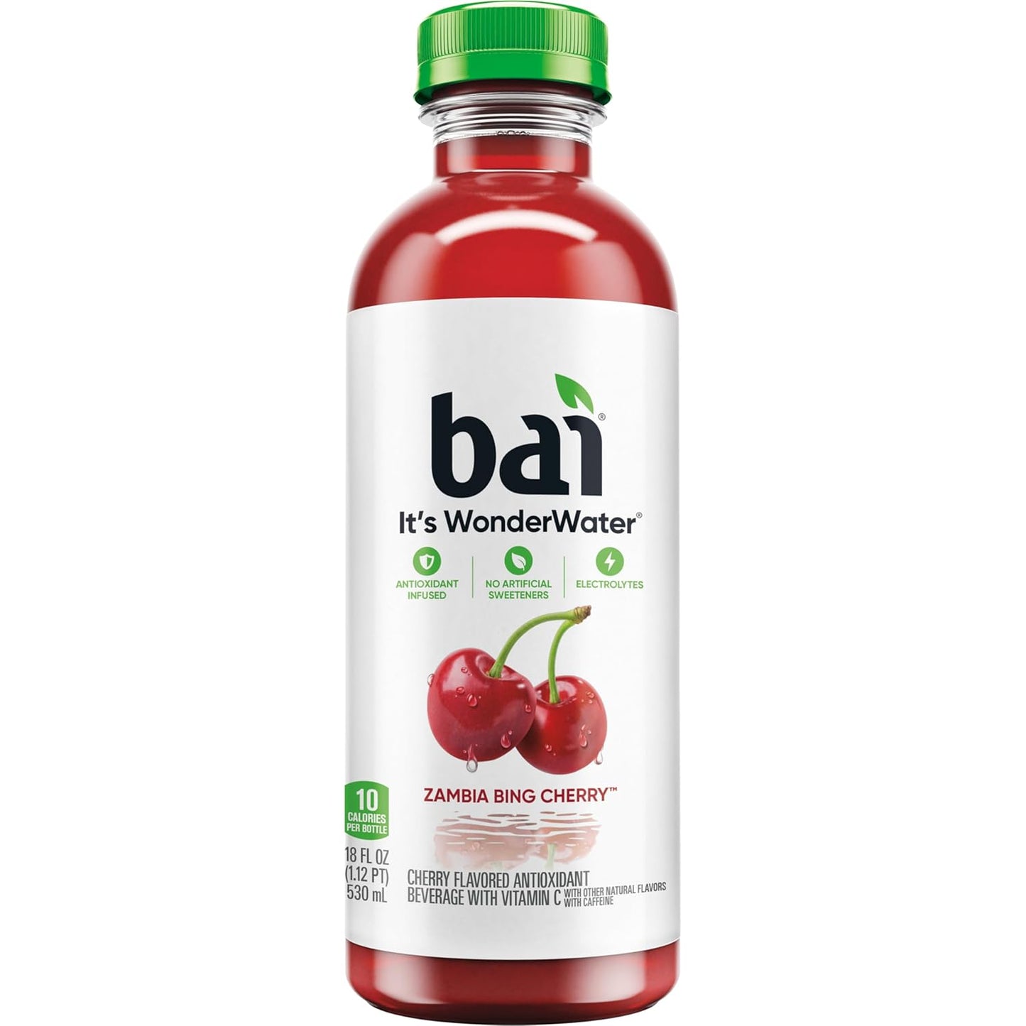 Bai Antioxidant Infused Water Beverage, Zambia Bing Cherry, with Vitamin C and No Artificial Sweeteners, 18 Fluid Ounce Bottle, 12 Pack