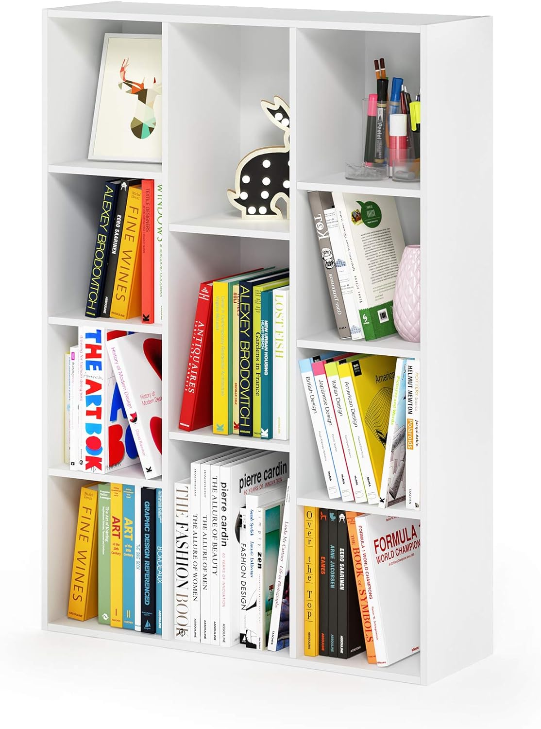 Furinno Luder Bookcase / Book / Storage , 11-Cube, White