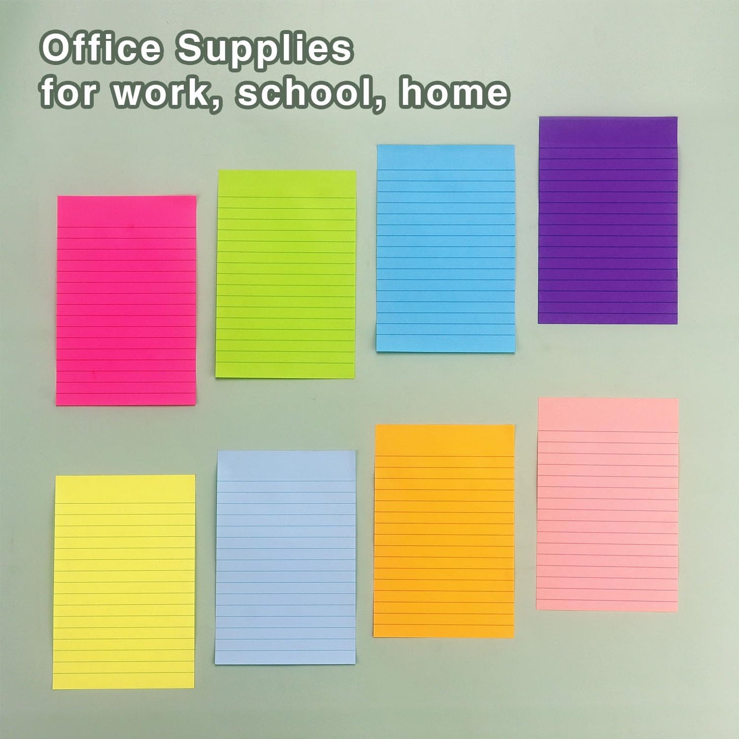 8 Pads Lined Sticky Notes 4x6 Sticky Notes with Lines Self-Stick Note Pads 8 Bright Multi Colors, 35 Sheet/Pad