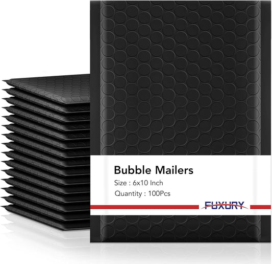 Fuxury Bubble Mailers 6x10" 100 Pack Black Padded Envelopes Usable Size 6x9" Thick Mailing Envelopes Bubble Opaque Padded Mailers Shipping Bags for Mailing Jewelry Makeup Small Business#0