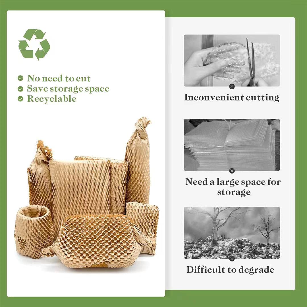 Honeycomb Packing Paper, 15" x 131' Packing Paper Substitute Alternative for Bubble Cushioning Wrap for Moving Shipping Packaging, Recyclable Moving Supplies Bubble Packing Wrap Protective Roll