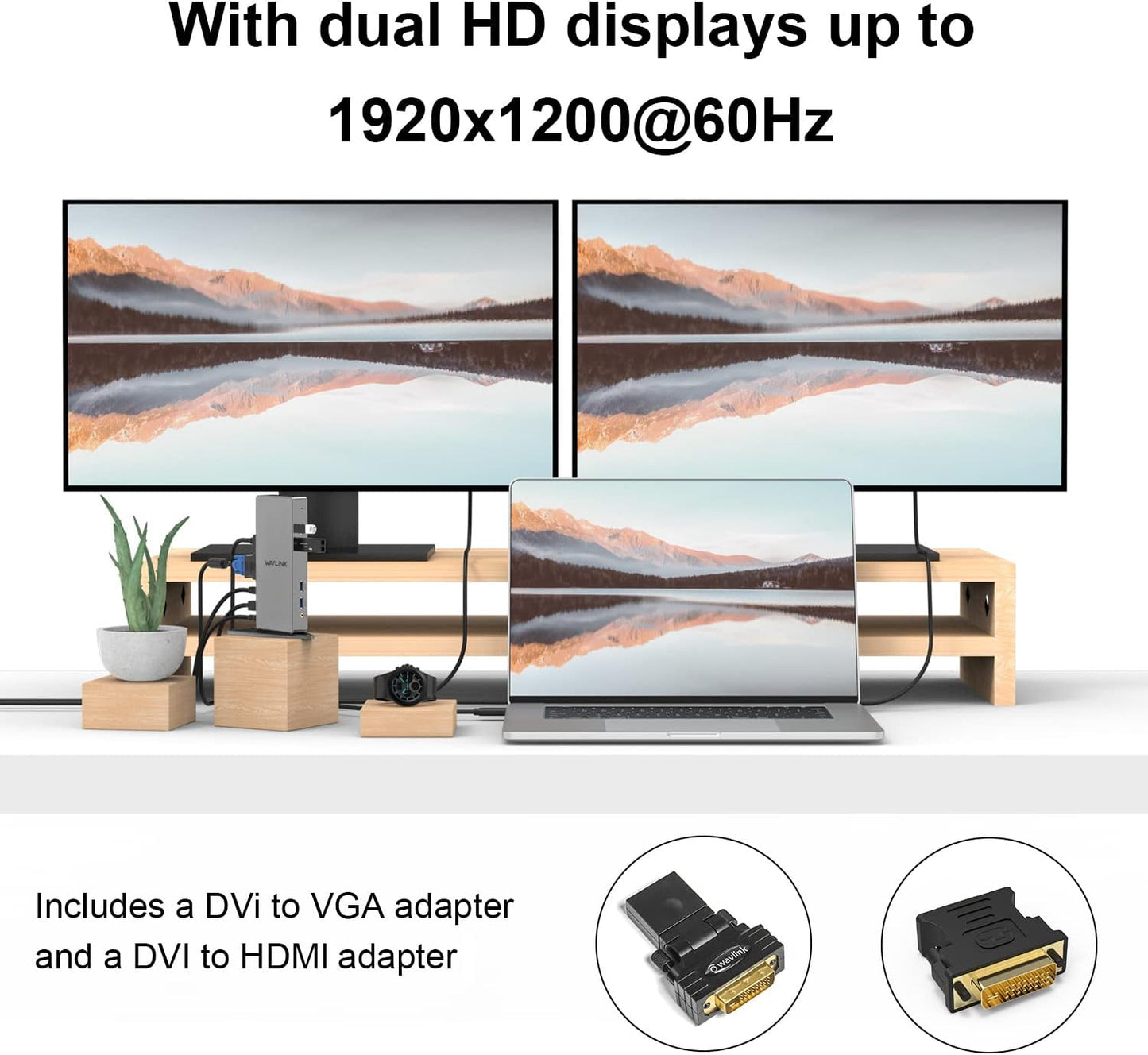 WAVLINK USB 3.0 and USB C Universal Laptop Docking Station Dual Video Monitor Display HDMI, DVI & VGA, 6 USB 3.0 Ports, Gigabit Ethernet, Audio, Support Windows,MacOS 10.14 Later, Ubuntu 20.04,22.04