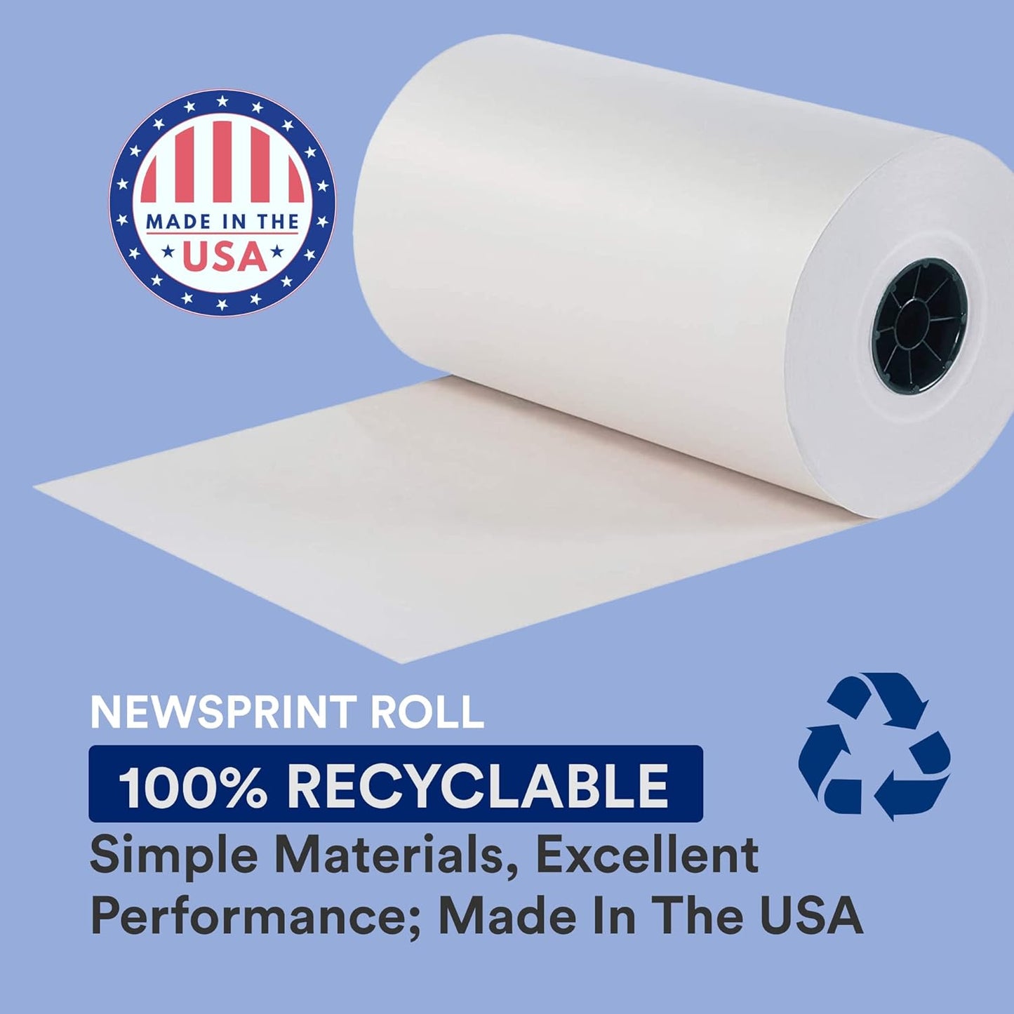 BOX USA Packing Paper Roll 1440'L x 12"W - 1,000 Sheets 17” Long Equivalent - Large White Newsprint for Shipping, Packaging, Storage and Moving Supplies