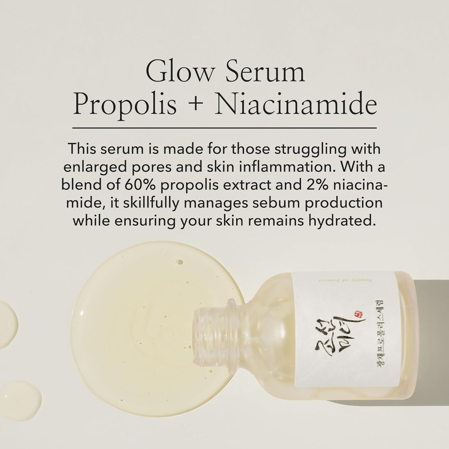 Beauty of Joseon Glow Serum Propolis and Niacinamide Hydrating Facial Soothing Moisturizer for Irritated Uneven Skin Tone, Korean Skin Care 30ml, 1 fl.oz