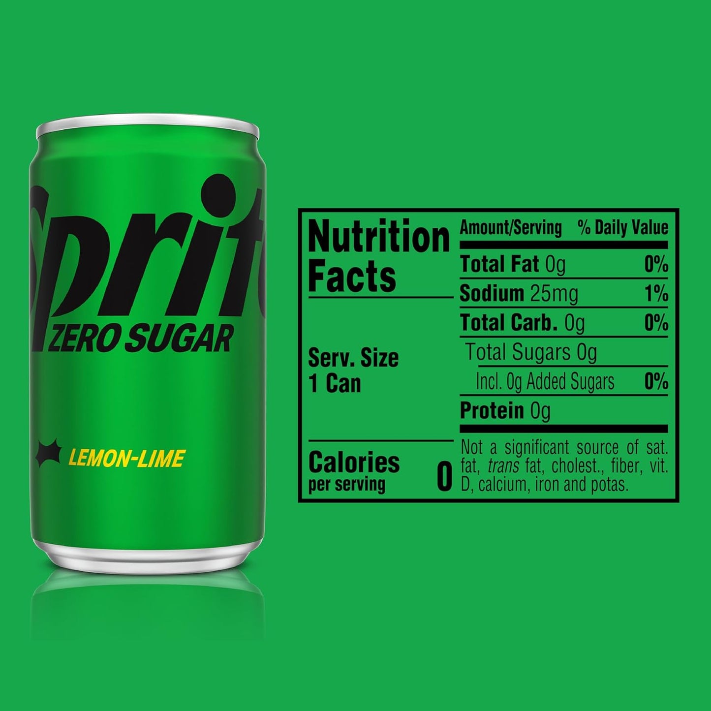 Sprite Zero Sugar Lemon Lime Diet Soda Pop Soft Drinks, 7.5 fl oz, 20 Pack