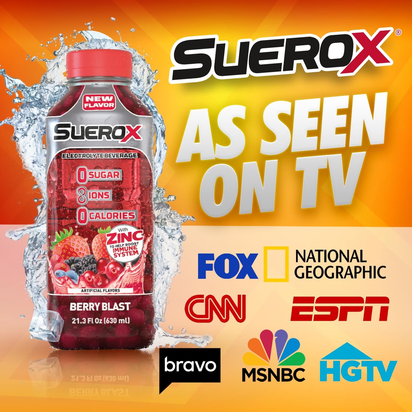 SueroX Zero Sugar Electrolyte Drink, Sugar Free Hydration Beverage, Unique Blend of 8 Ions & Electrolytes, Zero Calorie Sports Drink, Berry XL Pack, 1- Liter, 8 Count