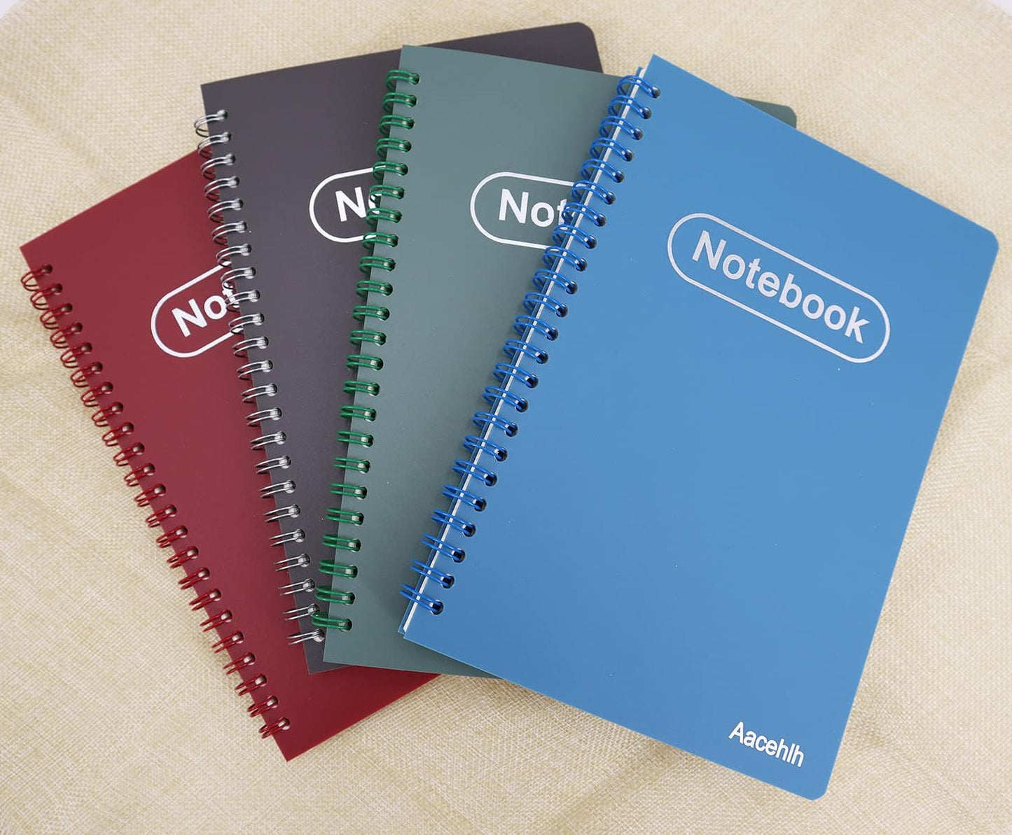 Spiral Notebook Set of 4, A5 College Ruled Lined Journal/Notebook,5.7'' x 8.3'',80 Sheets Per Notebook,Writing Journals for Work, Office & School Supplies. (Blue,Brown,Green,Wine red)