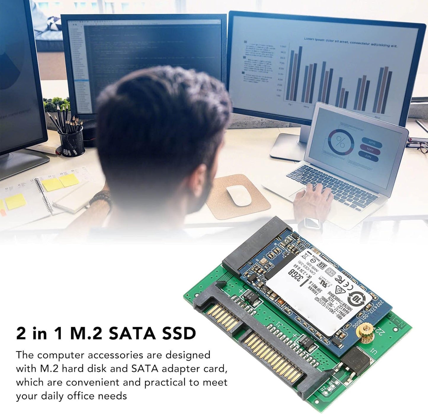 M.2 SSD, Adapter M.2 SSD Large Capacity PCB for Office for Home 32GB