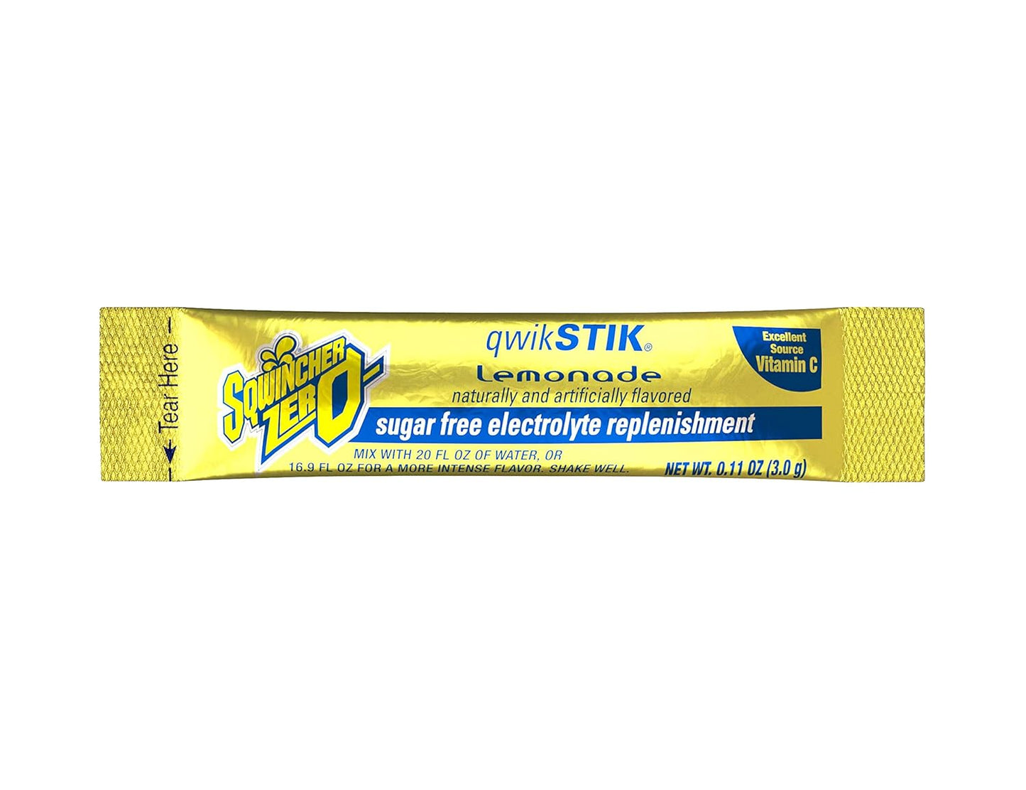 Sqwincher Zero Qwik Stik Sugar Free, Lemonade, .11 oz (Pack of 50), Yellow, Standard (060103-LA-50)