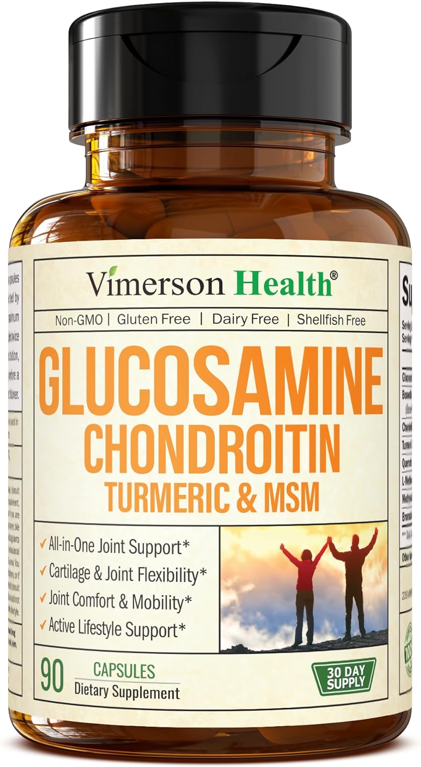 Glucosamine Chondroitin MSM and Turmeric Supplement - Joint Support Supplement with Boswellia & Glucosamine Sulfate 1500 mg. Joint Health Chondroitin Sulfate MSM Supplement for Women & Men 90 Capsules