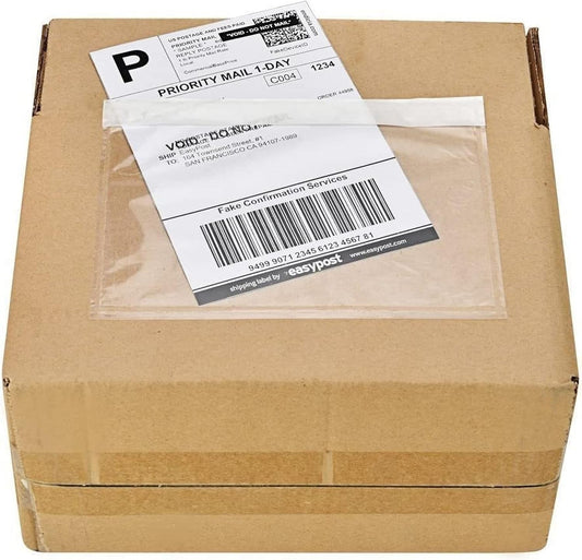 9527 Product 7.5" x 5.5" Clear Adhesive Top Loading Packing List/Shipping Label Envelopes (200 Pack)