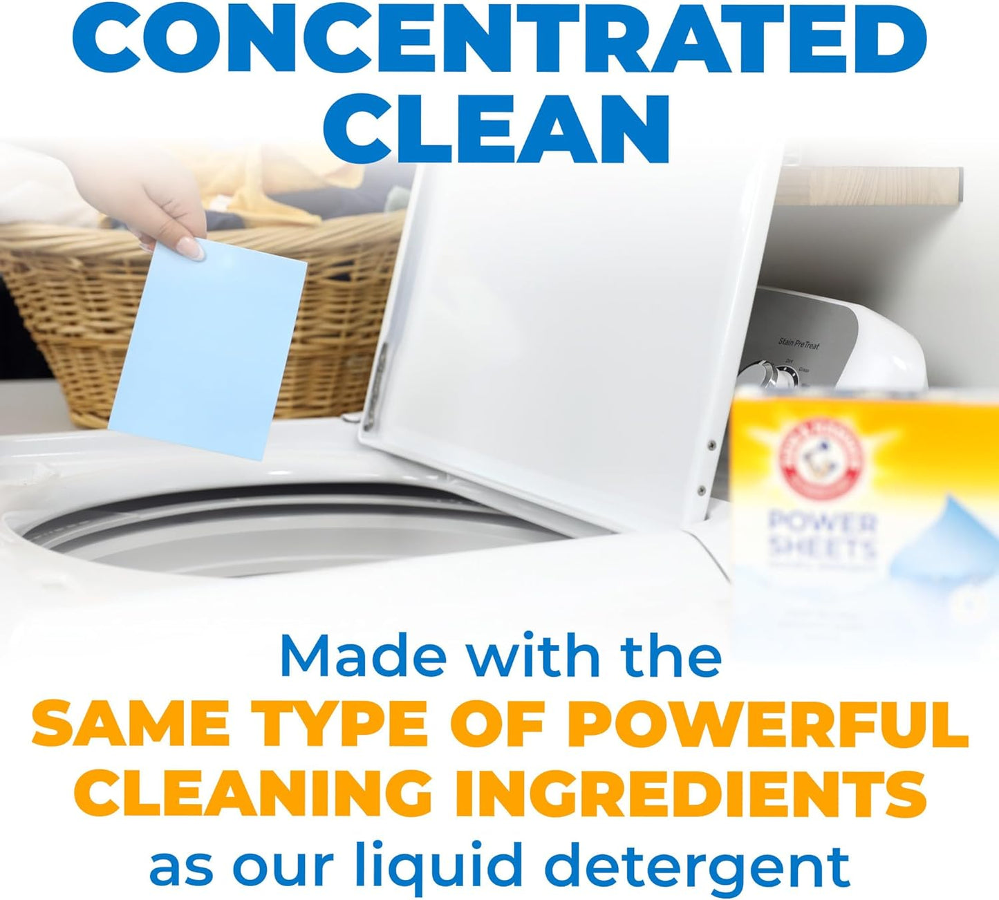 Arm & Hammer Power Sheets Laundry Detergent, Fresh Linen 50ct, up to 100 Small Loads (Packaging may vary)